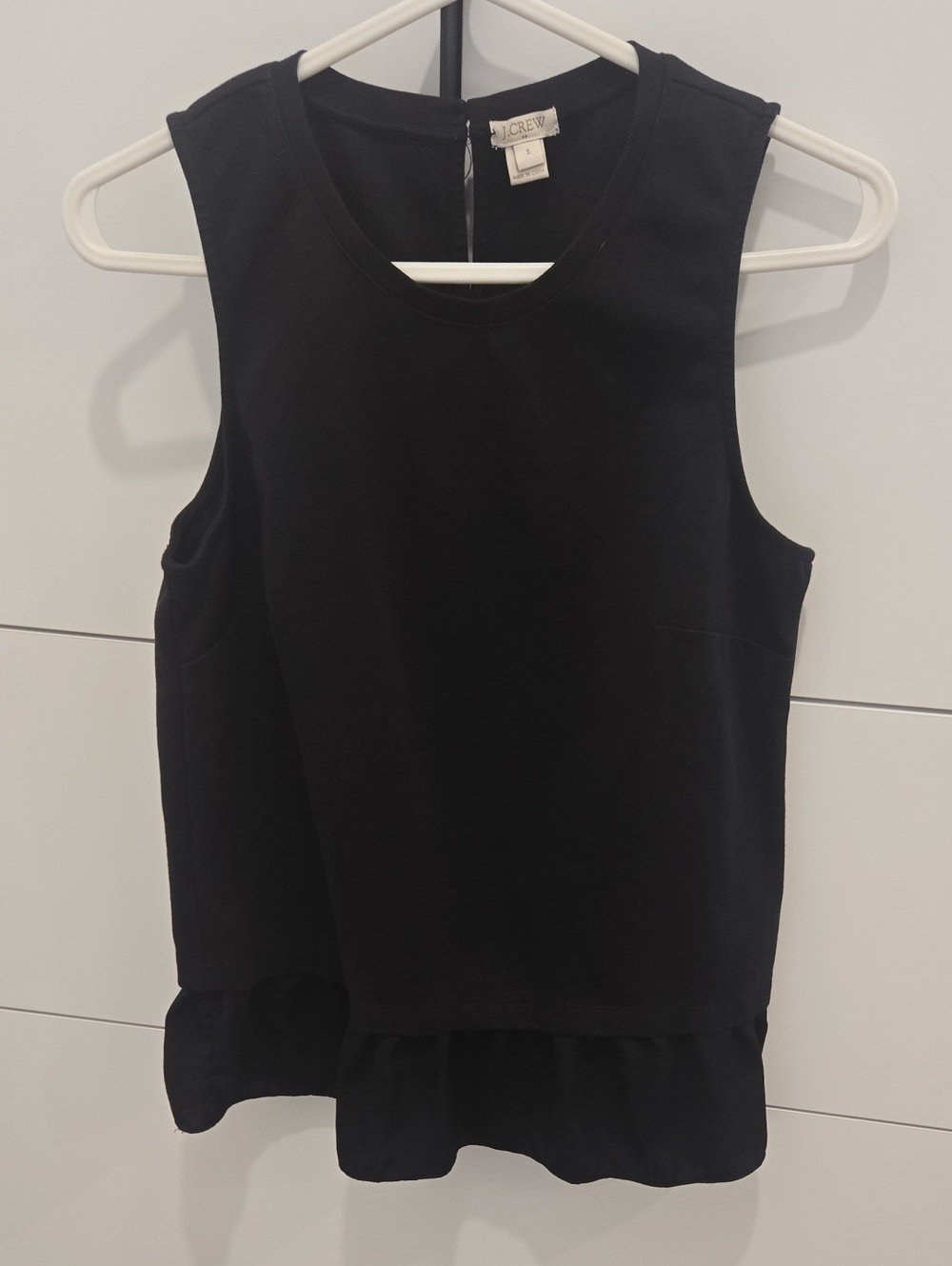 J. Crew Black Sleeveless Ruffle-Hem Tank Womens Tank Top
